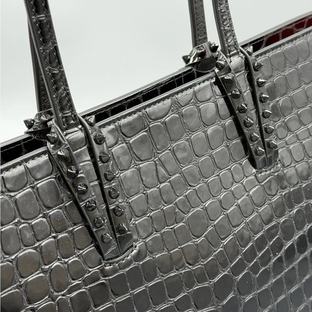 Christian Louboutin Croc Embossed Shiny Leather Tote - Picture 9 of 14